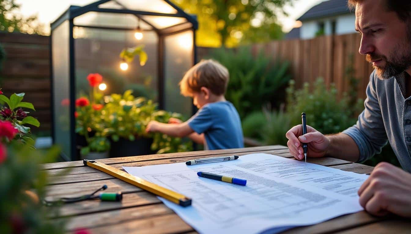 Illustration: Déclaration préalable, permis de construire et seuils pour une serre de jardin