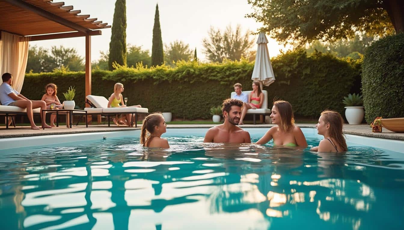 Illustration: Les différents usages et espaces adaptés autour de la piscine à Gujan